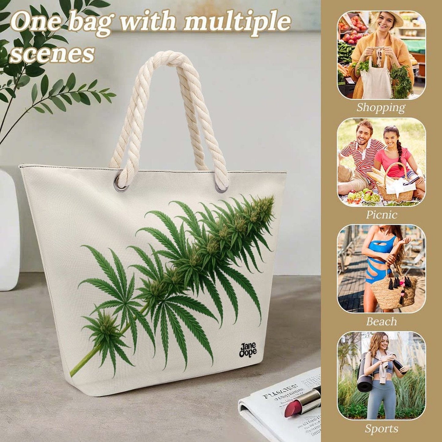 Flora Hemp rope tote bag - Velora