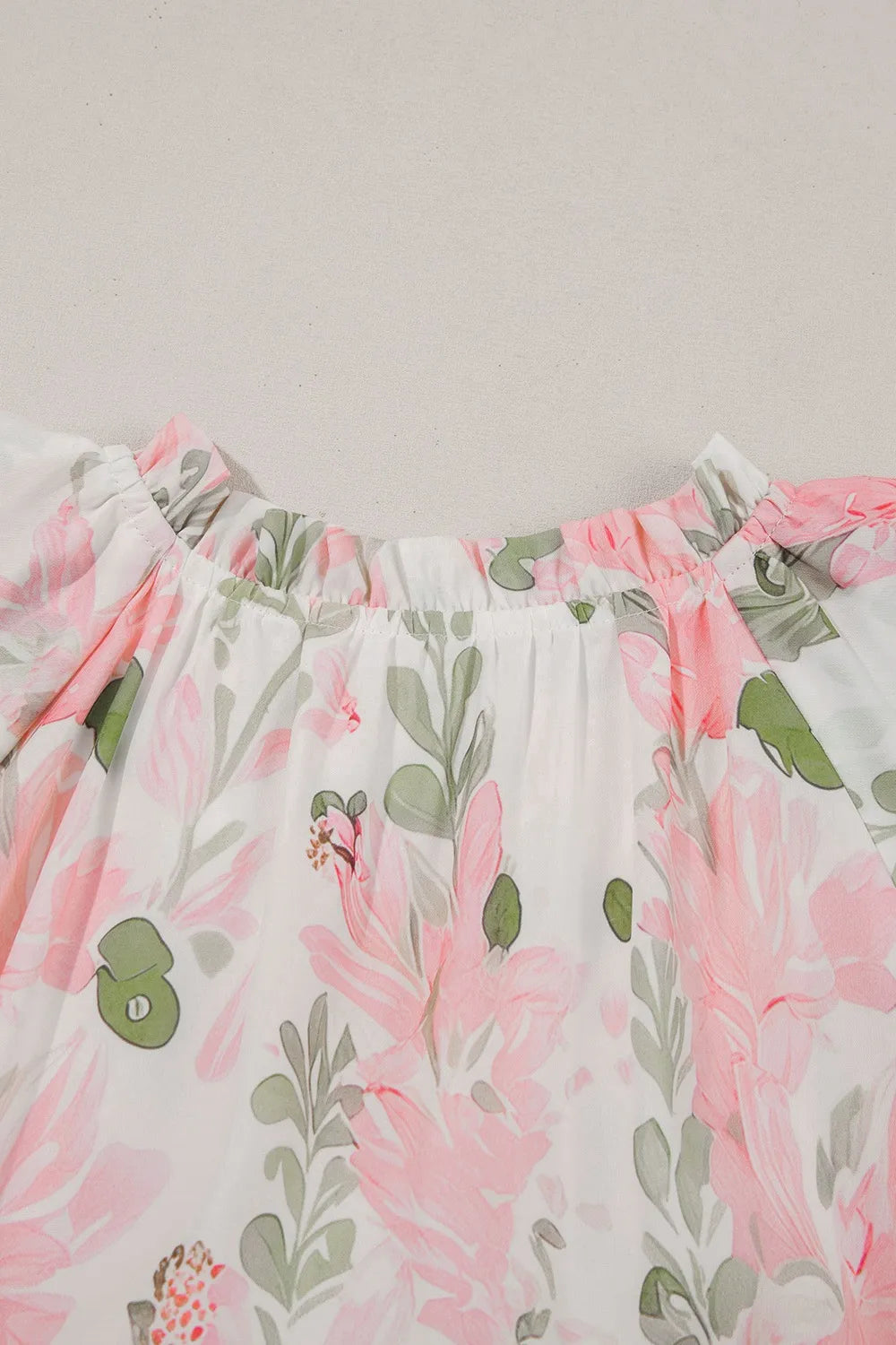 Floral Contrast Edge Layered Short Sleeve Mini Dress - Velora