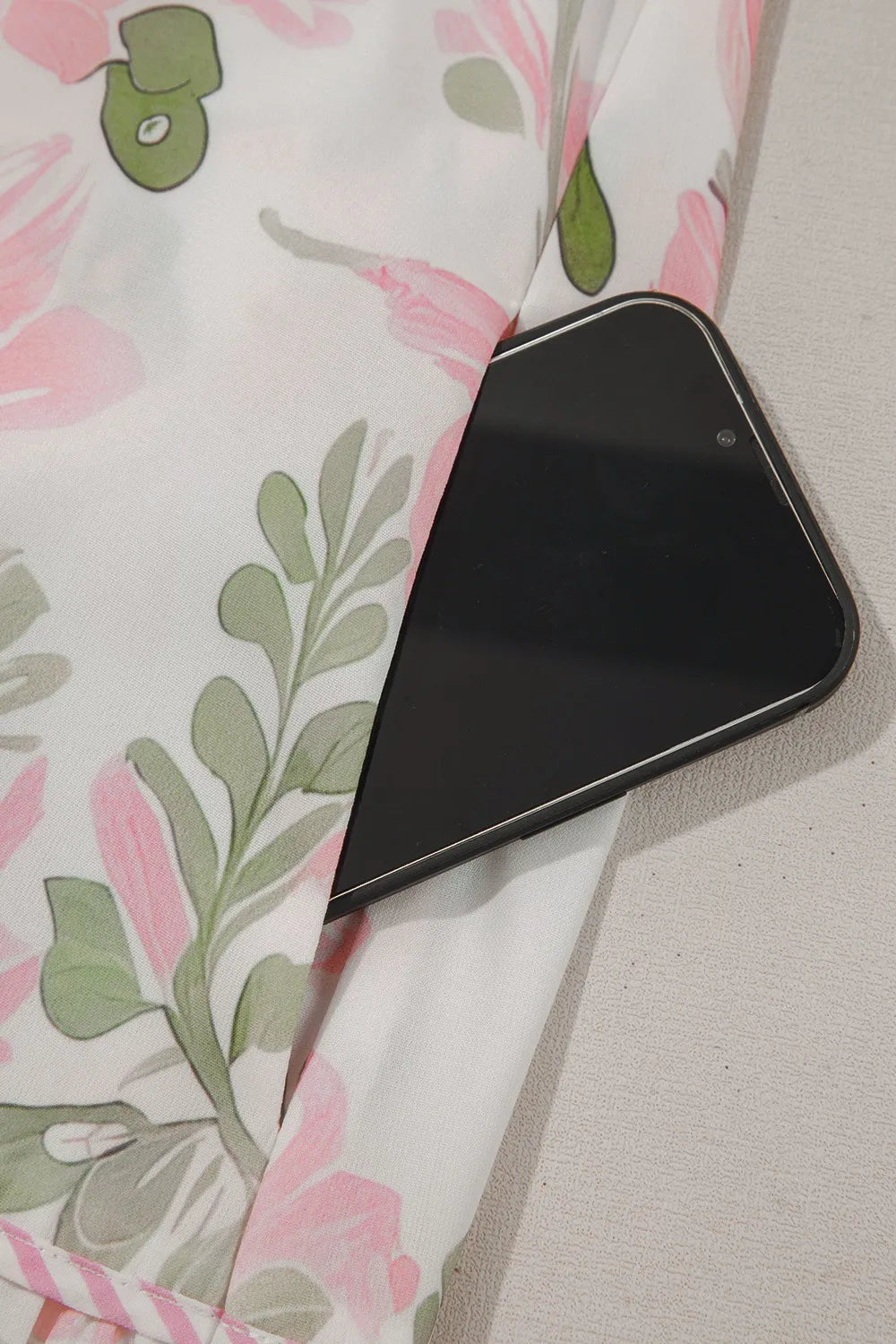 Floral Contrast Edge Layered Short Sleeve Mini Dress - Velora