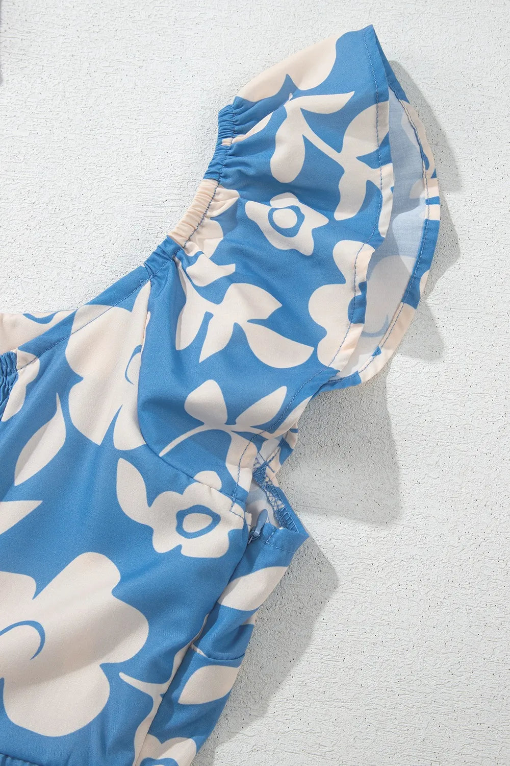 Floral Flutter Shoulder Tiered Flowy Midi Dress - Velora Luxury Fashion