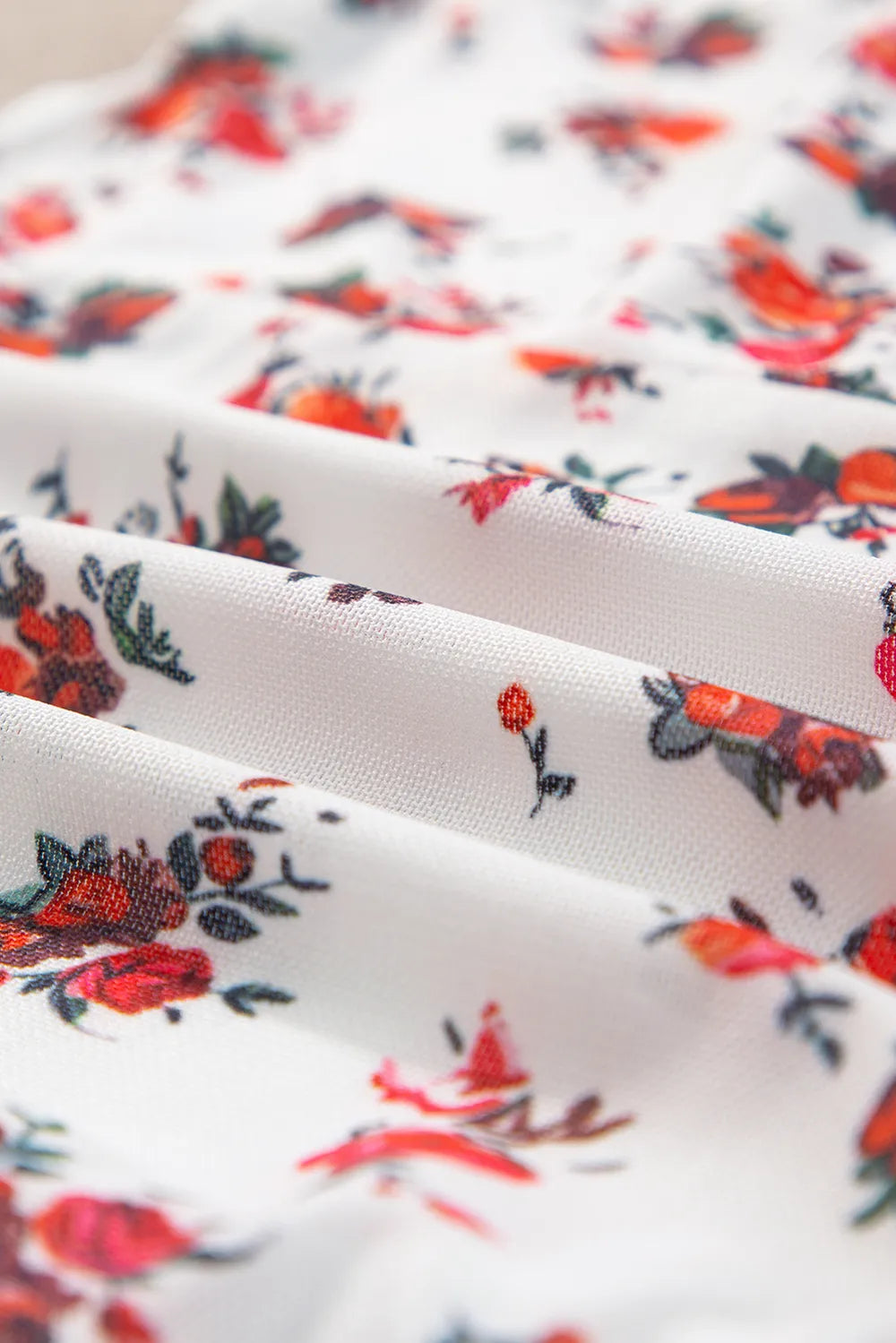 Floral Frilled Trim Spaghetti Straps Bodysuit - Velora Luxury Fashion