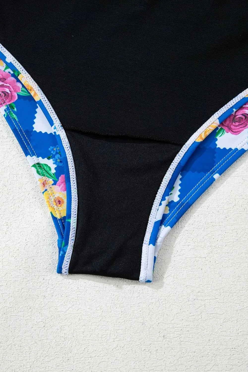 Floral Gingham Halter Neck Drawstring One Piece Swimwear - Velora Luxury Fashion