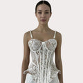 Floral Lace Corset & Wide Leg Trouser Set - Velora Luxury Fashion