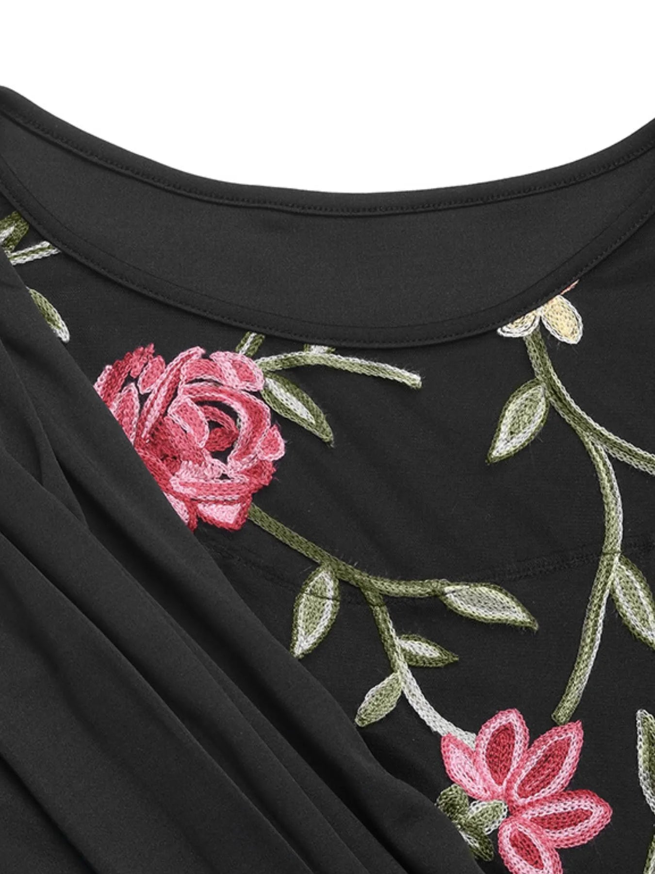 Floral Mesh Sleeve Ruched Maxi Dress - Velora Luxury Fashion