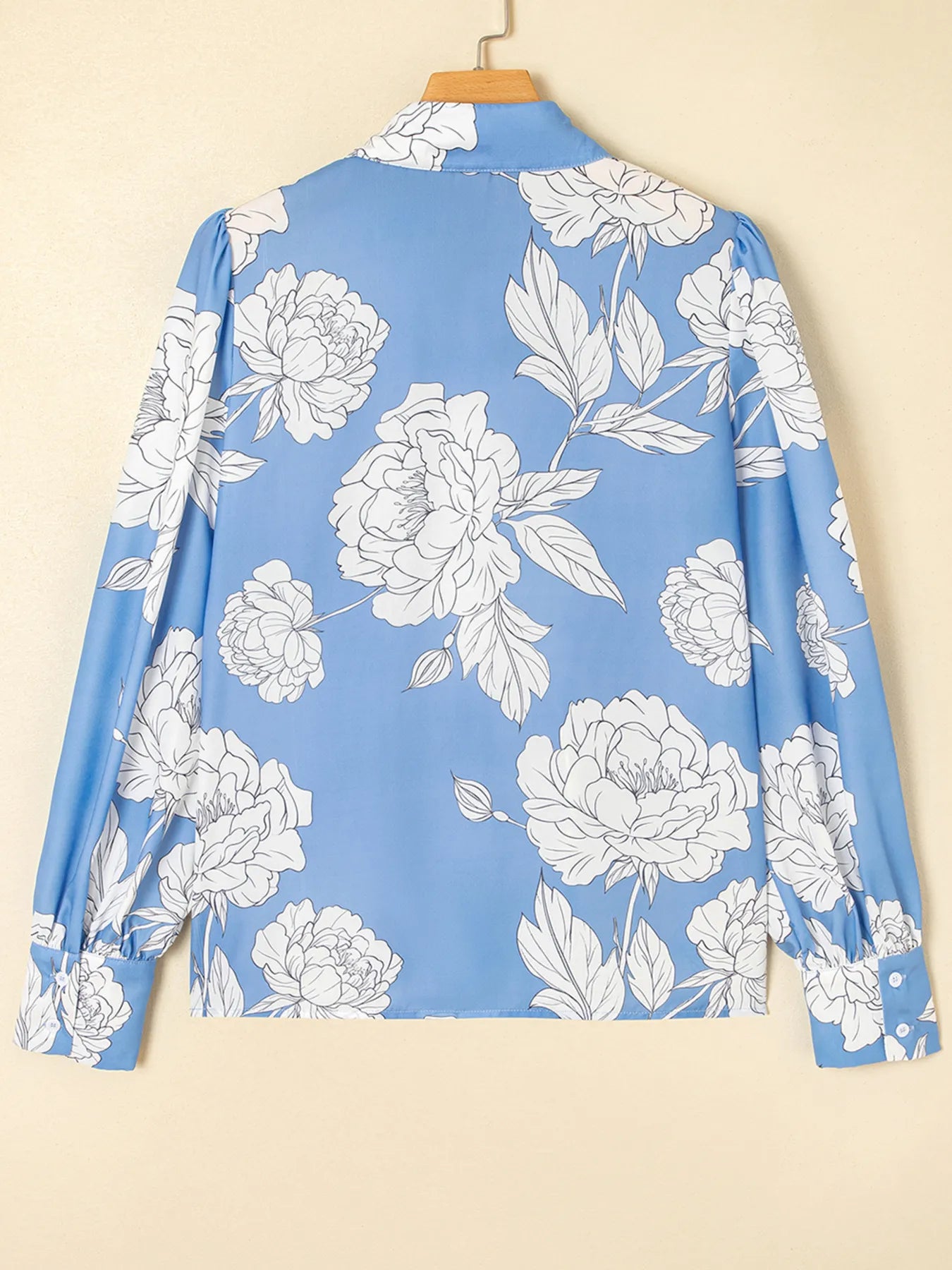 Floral Print Button Up Pleated Detail Puff Sleeve Shirt - Velora Luxury Fashion
