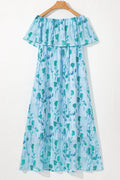 Floral Print Ruffled Side Slit Tube Top Maxi Dress - Velora Luxury Fashion