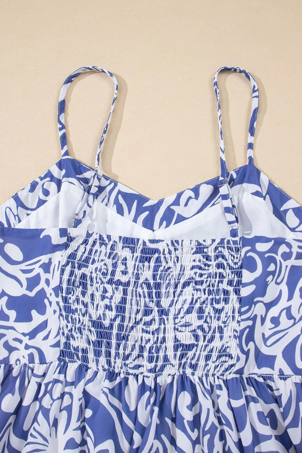 Floral Print Spaghetti Strap High Waist Dress - Velora