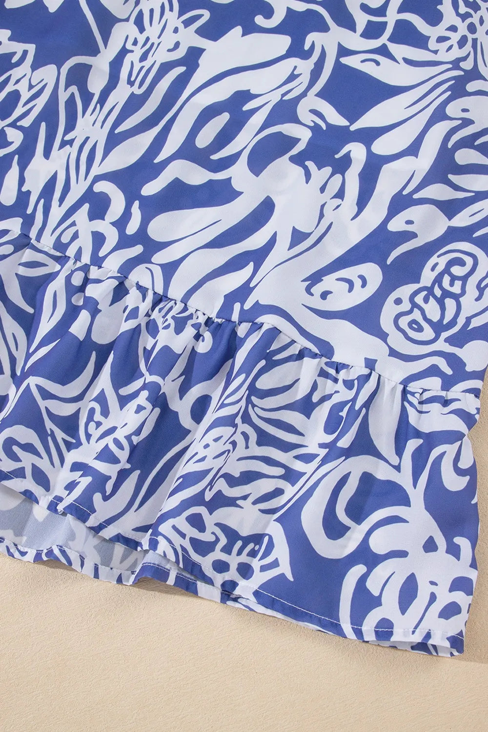 Floral Print Spaghetti Strap High Waist Dress - Velora