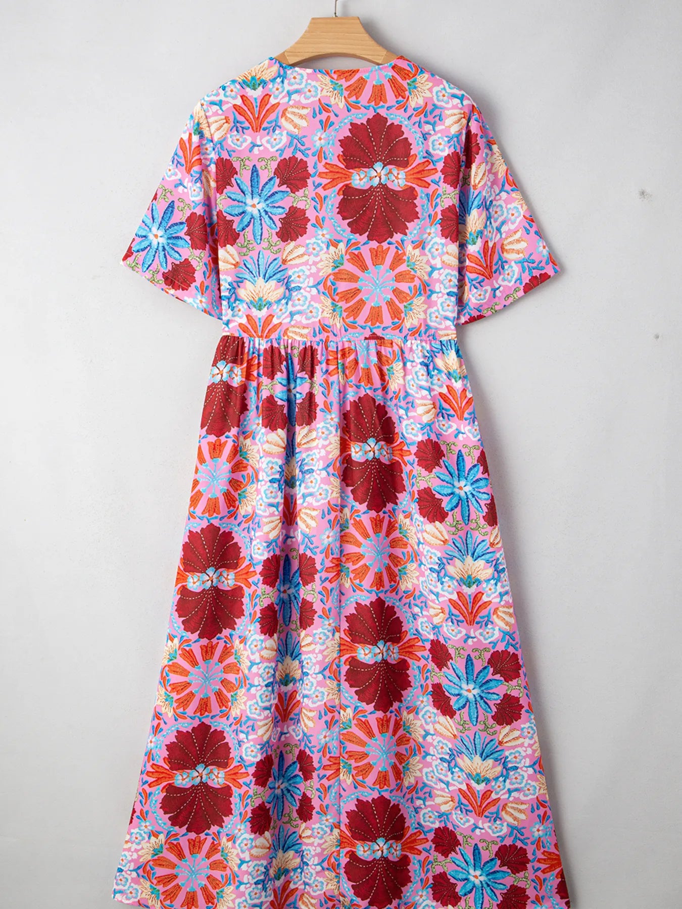 Floral Print Tie Front Midi Dress - Velora Luxury Fashion