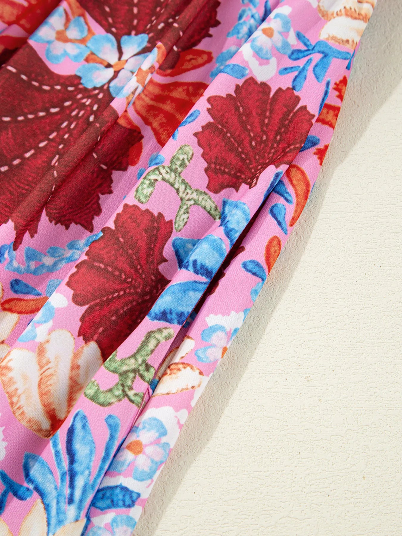 Floral Print Tie Front Midi Dress - Velora Luxury Fashion