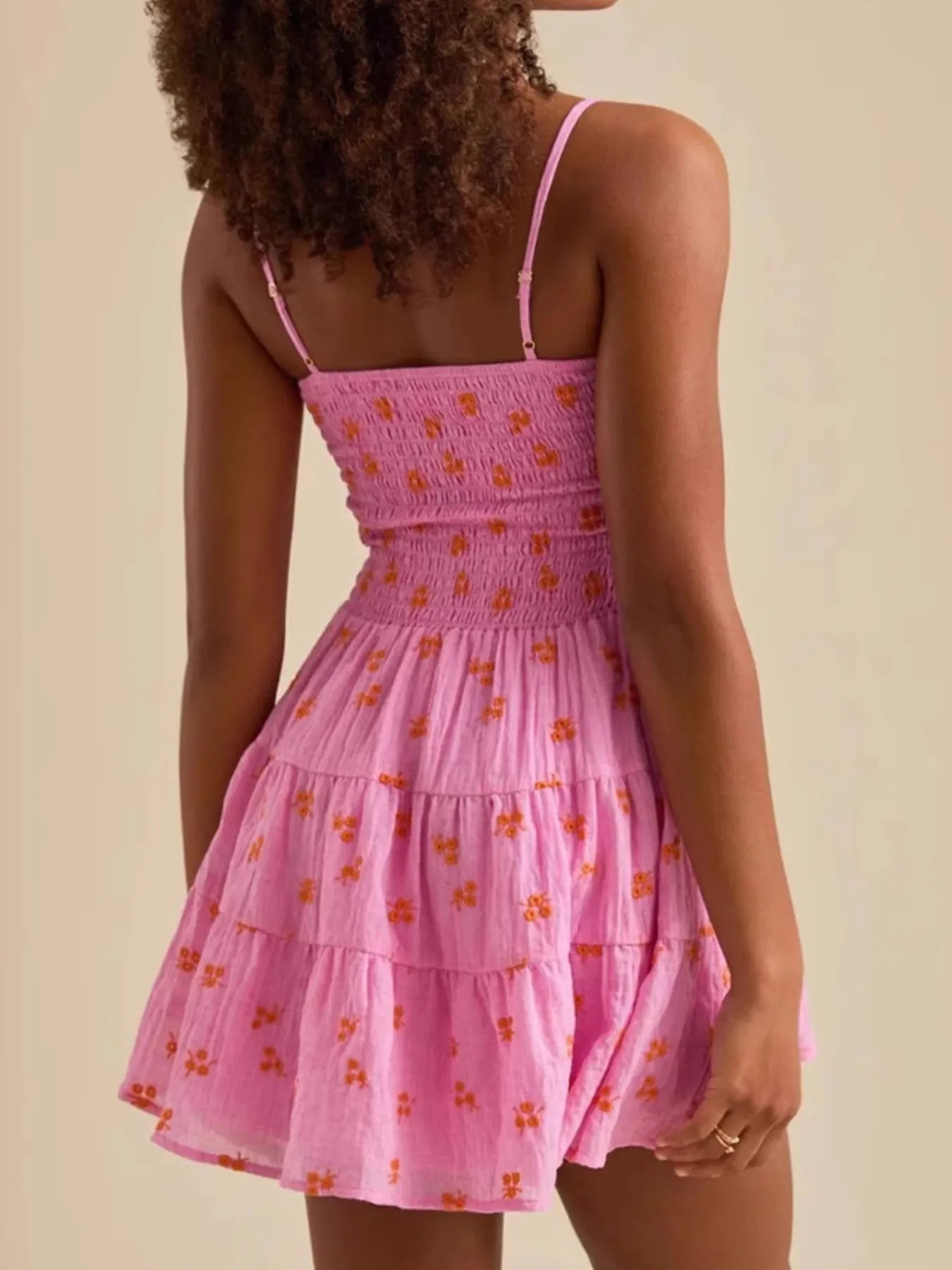 Floral Smocked Tiered Mini Cami Dress - Velora Luxury Fashion