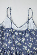 Floral Spaghetti Strap Frilled V Neck Tiered Midi Dress - Velora Luxury Fashion