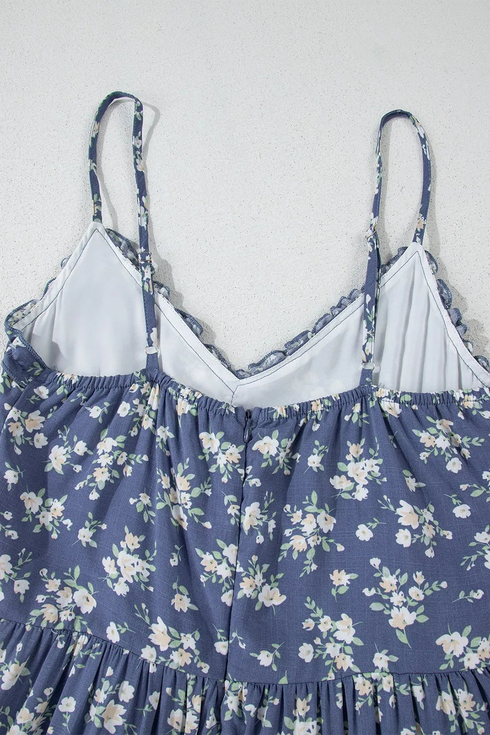 Floral Spaghetti Strap Frilled V Neck Tiered Midi Dress - Velora Luxury Fashion