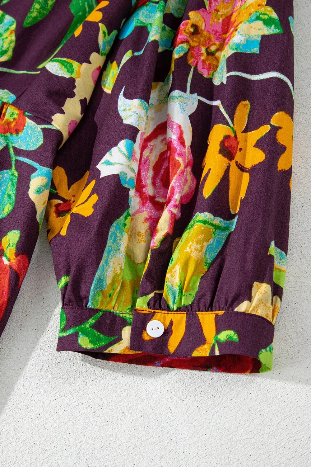 Flower Embroidered Trim Half Sleeve Blouse - Velora