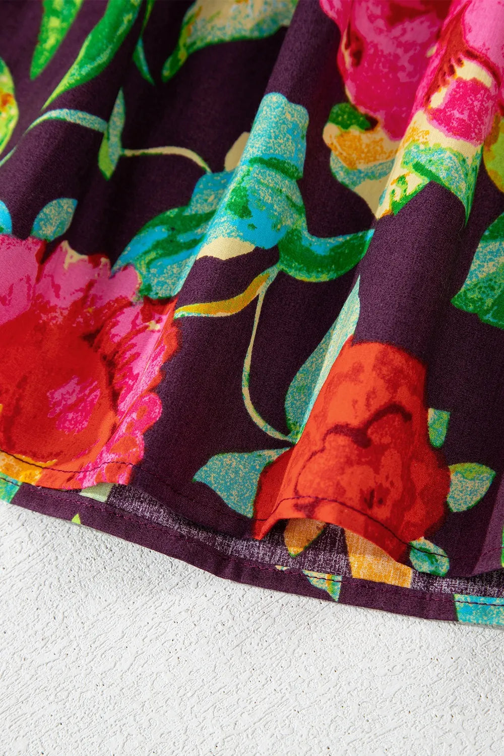 Flower Embroidered Trim Half Sleeve Blouse - Velora