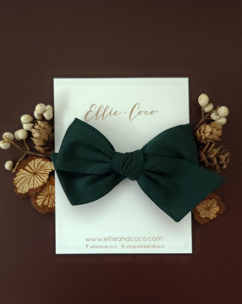 Forest Green Linen Oversize Bow - Velora