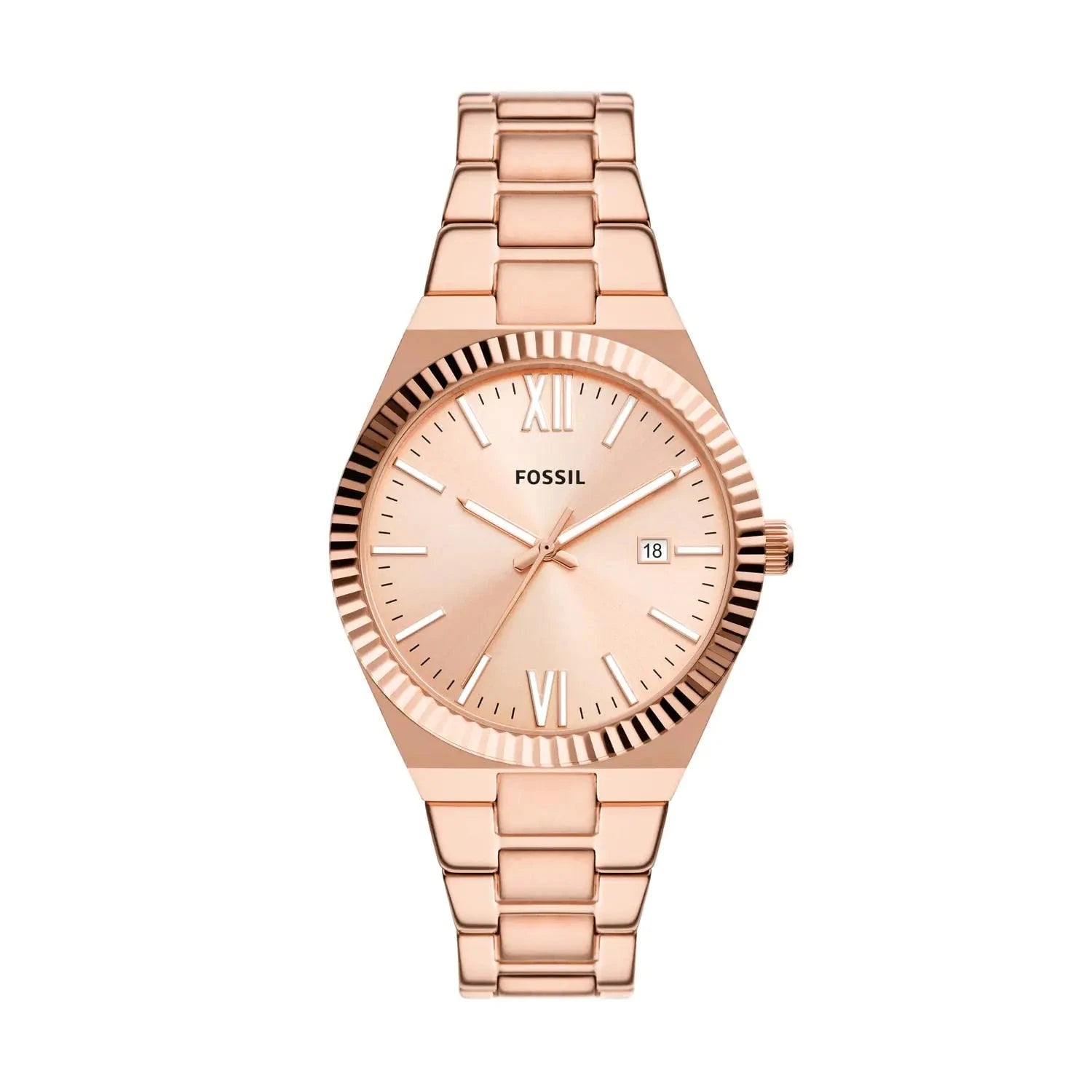 Fossil Womens Scarlette Quartz Stainless Steel Three-Hand Watch Color: Rose Gold (Model: ES5258) - Velora Luxury Fashion