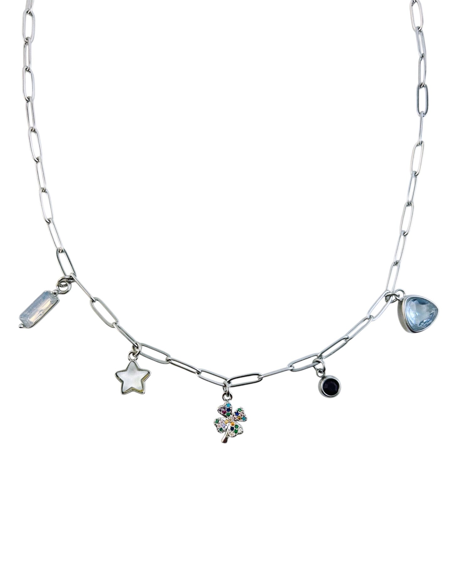 Four Leaf Clover Charm Necklace - Silver - Velora Luxury Fashion