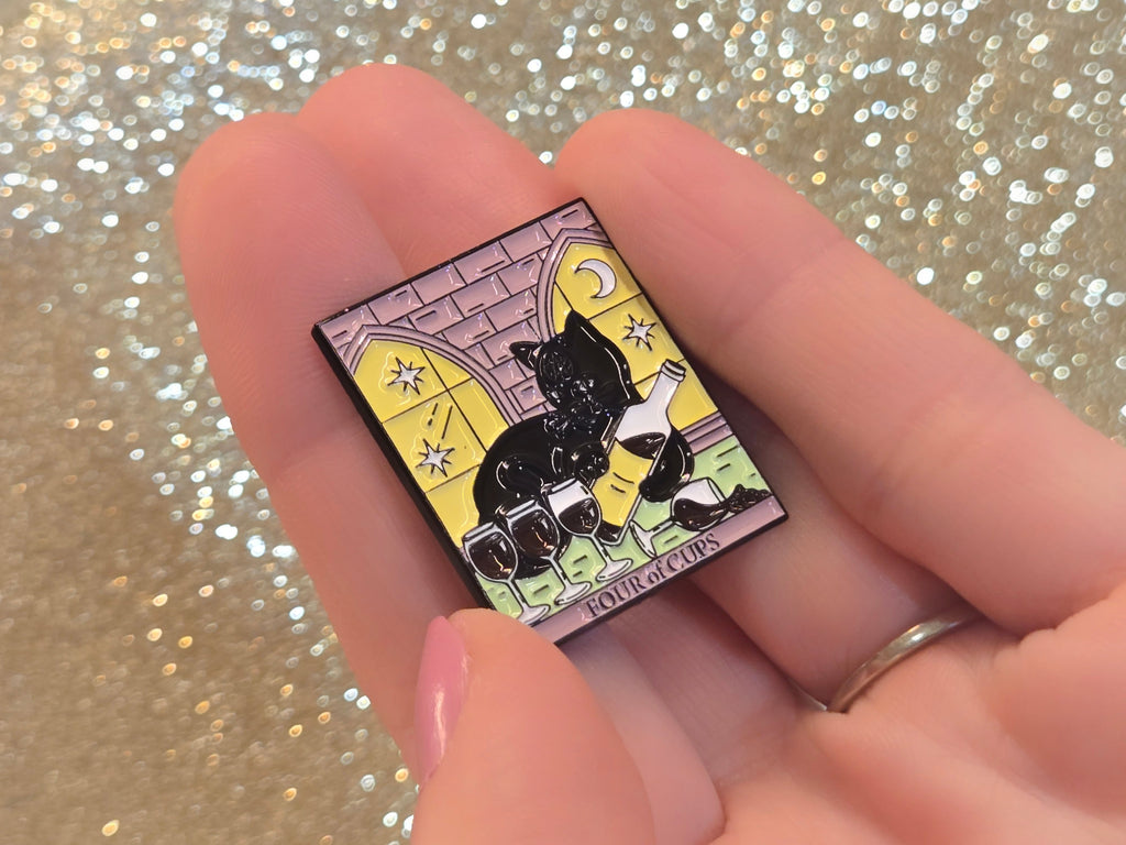 "Four of Cups" Cat Tarot Card | Collectible Pin - Velora Luxury Fashion
