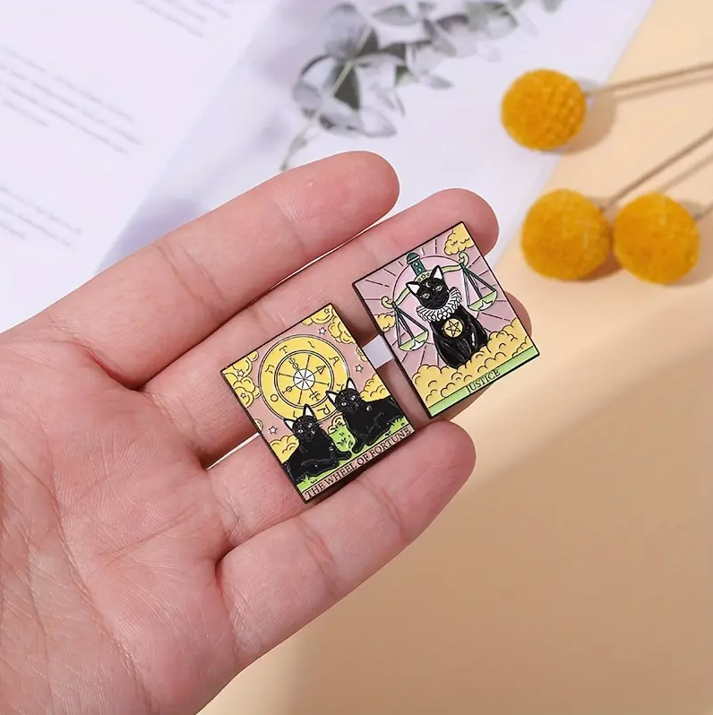 "Four of Cups" Cat Tarot Card | Collectible Pin - Velora Luxury Fashion