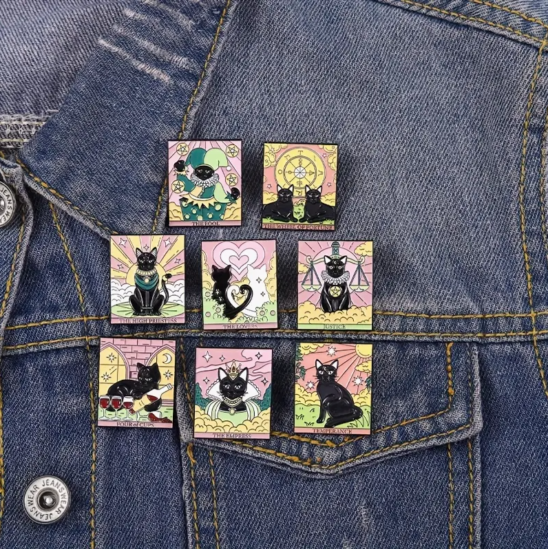 "Four of Cups" Cat Tarot Card | Collectible Pin - Velora Luxury Fashion