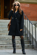 Freja Double Breasted Coat Notched Lapel Elegant Warm Chic - Velora Luxury Fashion