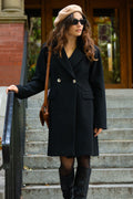 Freja Double Breasted Coat Notched Lapel Elegant Warm Chic - Velora Luxury Fashion