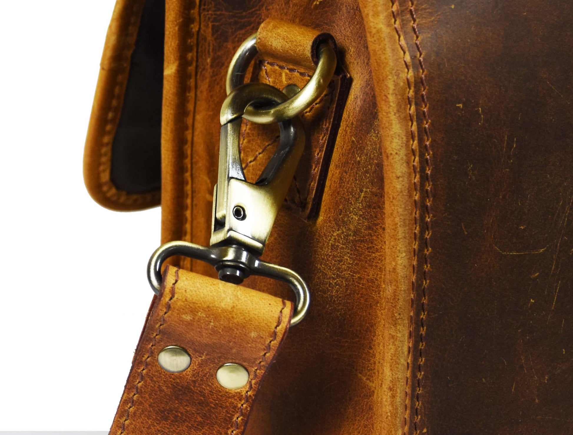Fresno Leather Portfolio Bag - Caramel Brown - Velora Luxury Fashion