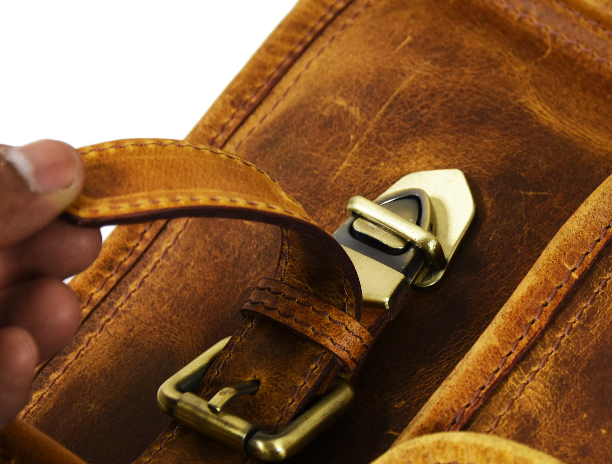 Fresno Leather Portfolio Bag - Caramel Brown - Velora Luxury Fashion