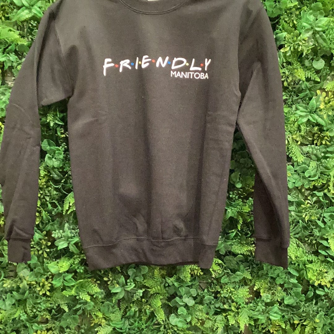Friendly Manitoba Black Crewneck - Velora Luxury Fashion