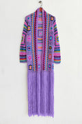Fringe Tied Long Sleeve Cardigan - Velora Luxury Fashion