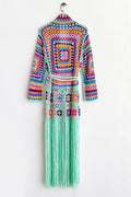 Fringe Tied Long Sleeve Cardigan - Velora Luxury Fashion