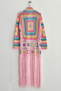 Fringe Tied Long Sleeve Cardigan - Velora Luxury Fashion