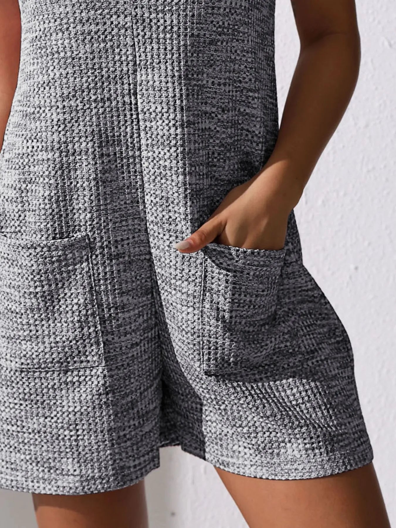 Full Size Button Front Romper with Pockets Plus Size - Velora Luxury Fashion