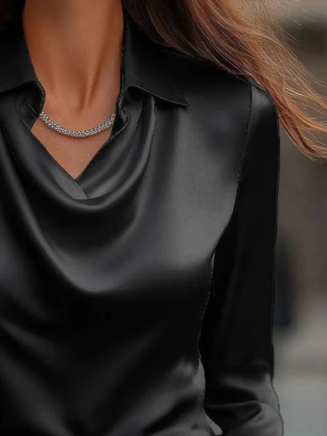 Full Size Collared Neck Long Sleeve Blouse Plus Size - Velora Luxury Fashion