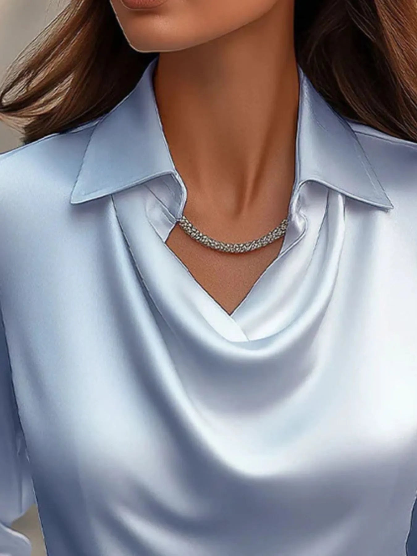 Full Size Collared Neck Long Sleeve Blouse Plus Size - Velora Luxury Fashion