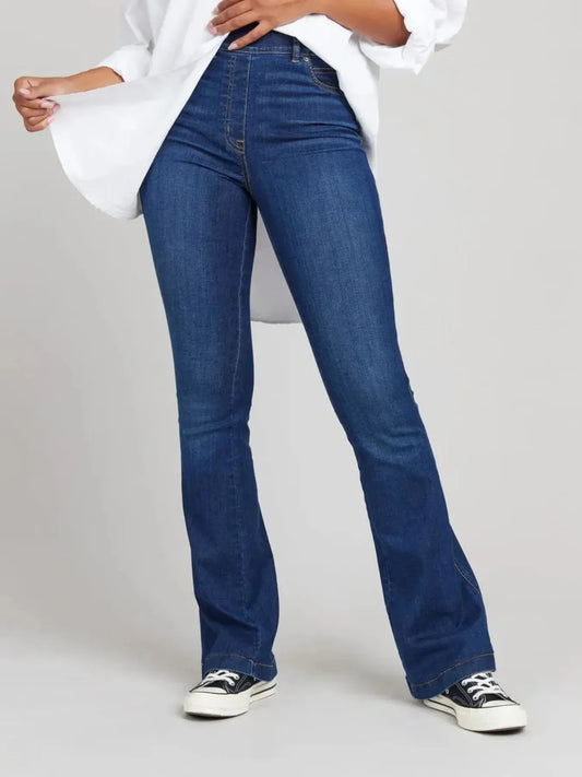 Full Size High-Waisted Flare Jeans Plus Size - Velora Luxury Fashion