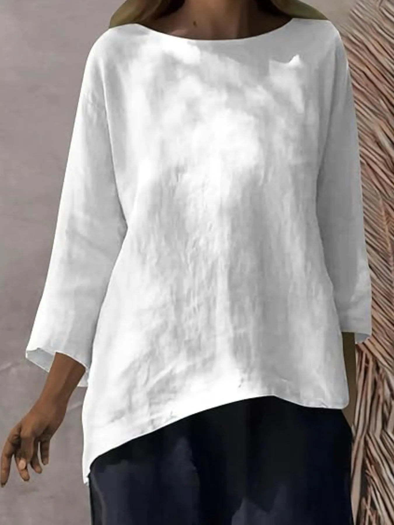 Full Size Round Neck Relaxed Fit Blouse Plus Size - Velora Luxury Fashion