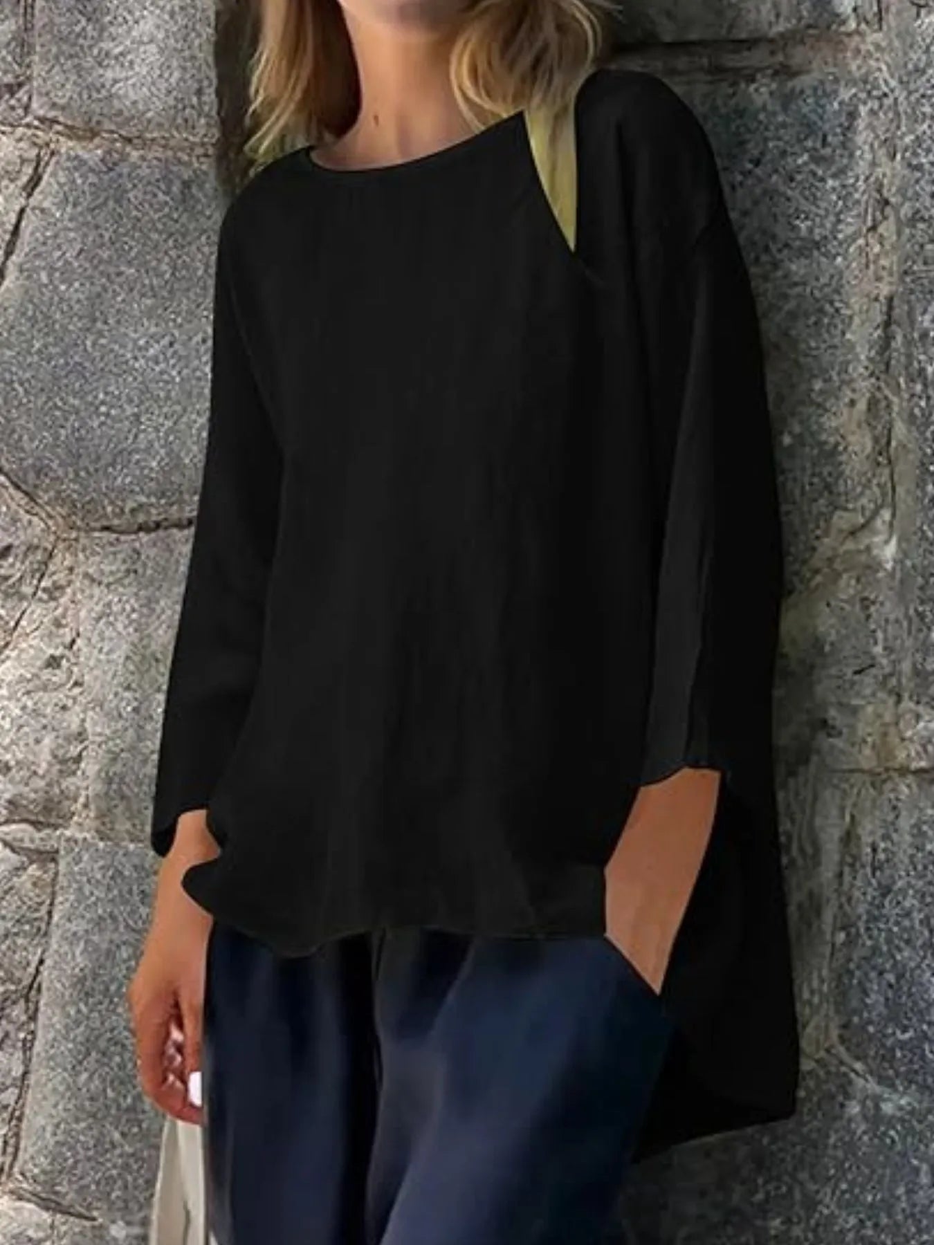 Full Size Round Neck Relaxed Fit Blouse Plus Size - Velora Luxury Fashion