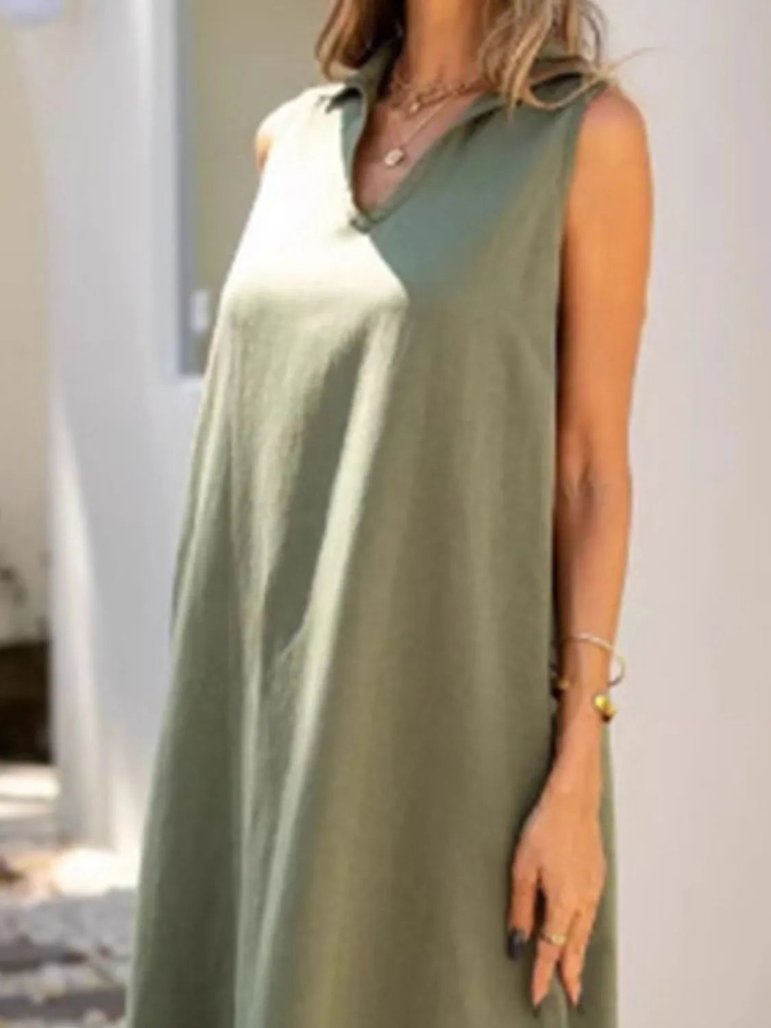 Full Size Side Slit Sleeveless Midi Dress Plus Size - Velora