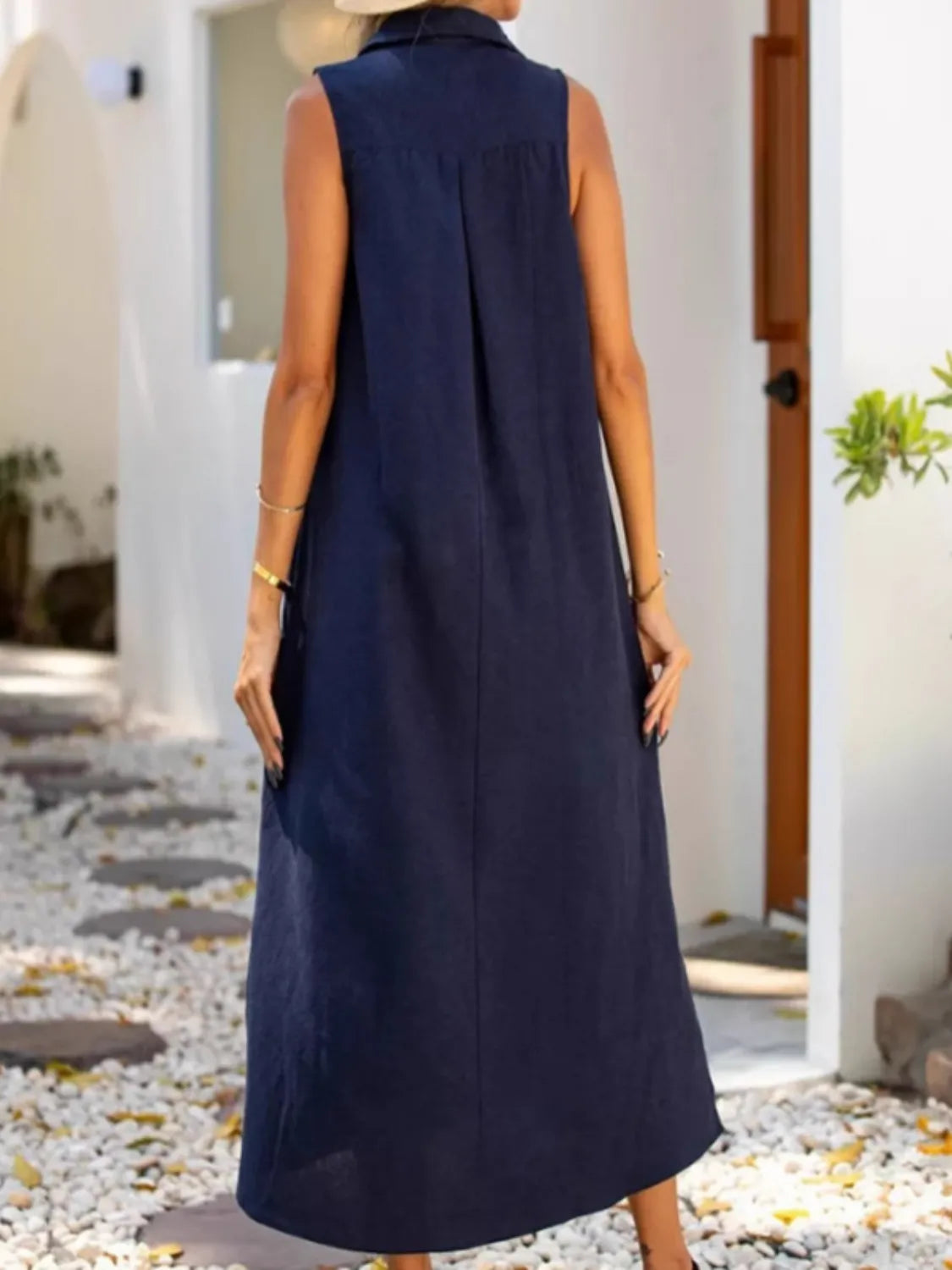 Full Size Side Slit Sleeveless Midi Dress Plus Size - Velora