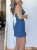 Full Size Slit Square Neck Denim Dress Plus Size - Velora Luxury Fashion