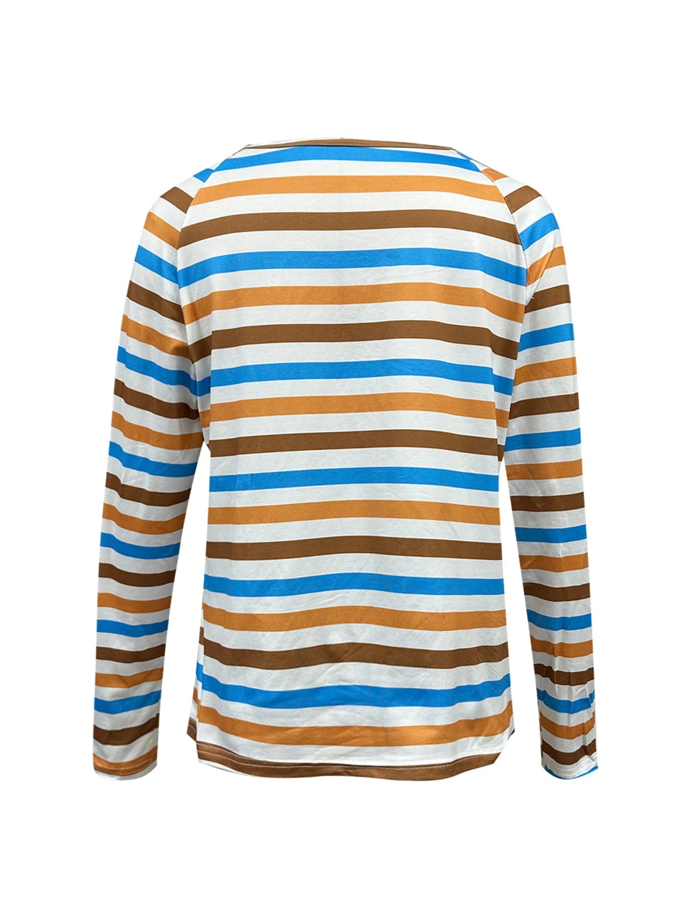 Full Size Striped Long Sleeve Casual Top Plus Size - Velora Luxury Fashion