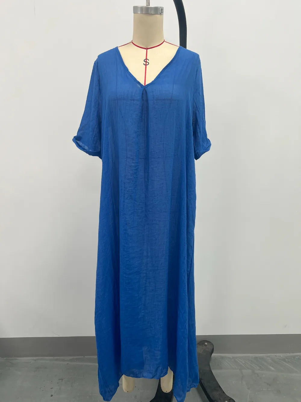 Full Size V-Neck Short Sleeve Midi Dress Plus Size - Velora Luxury Fashion