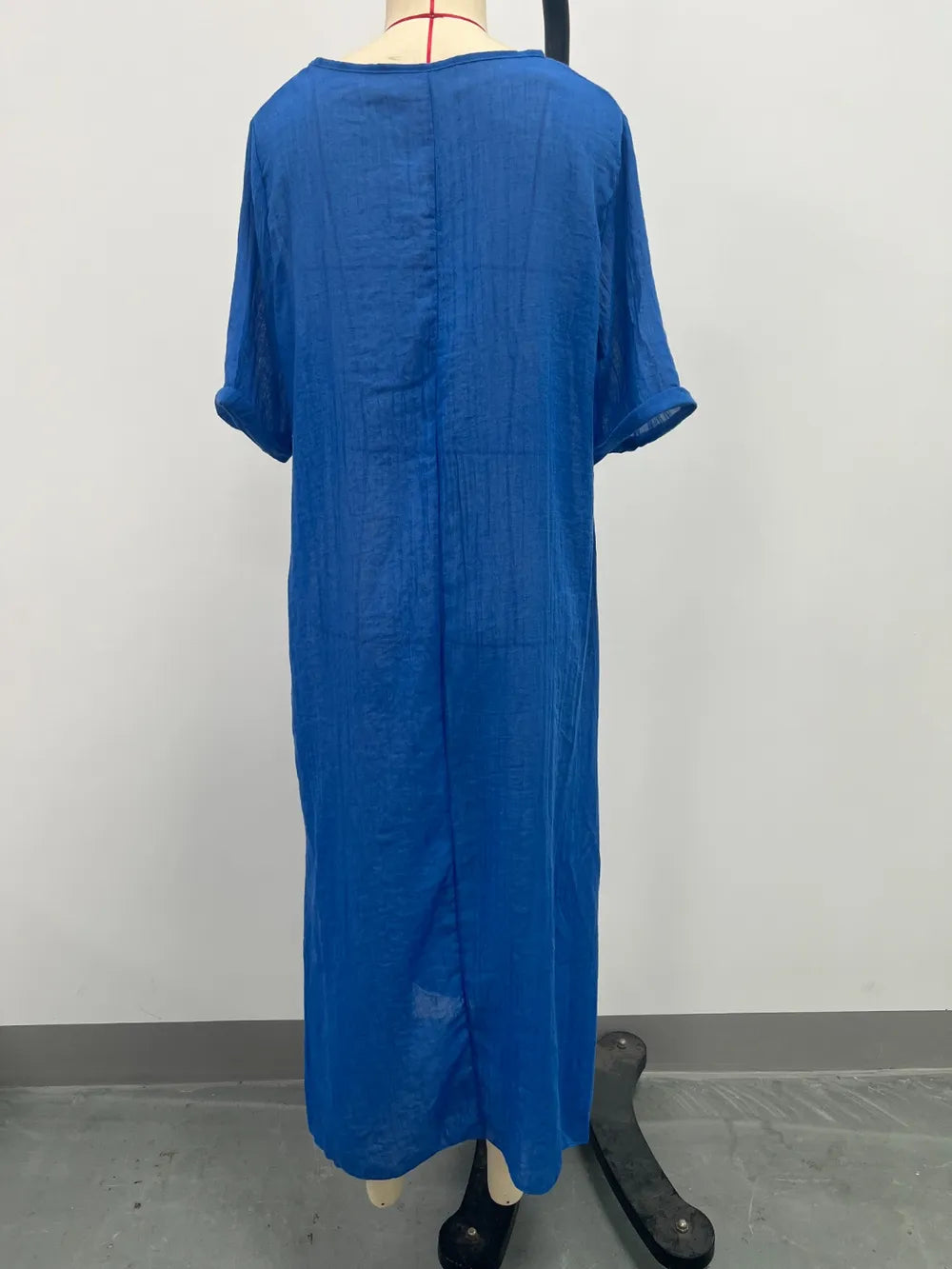 Full Size V-Neck Short Sleeve Midi Dress Plus Size - Velora Luxury Fashion