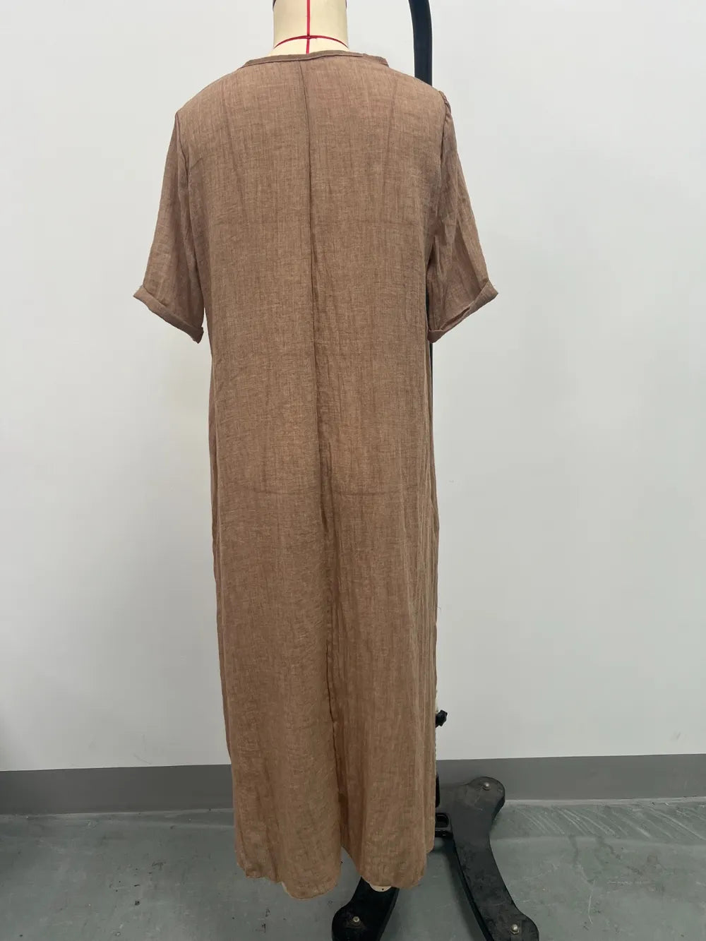 Full Size V-Neck Short Sleeve Midi Dress Plus Size - Velora Luxury Fashion