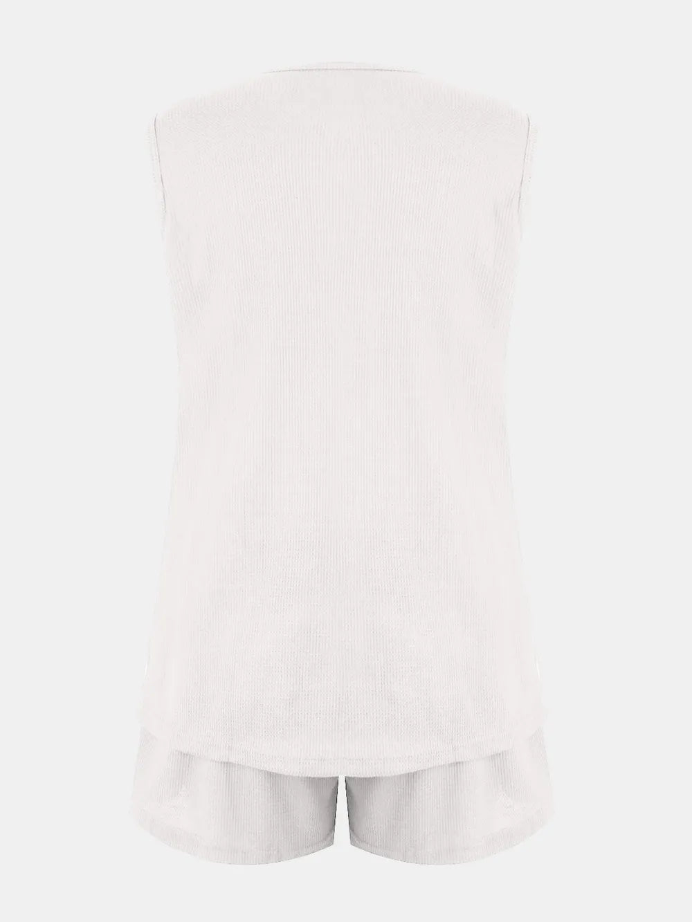 Full Size Waffle-Knit Notched Top and Shorts Set - Velora