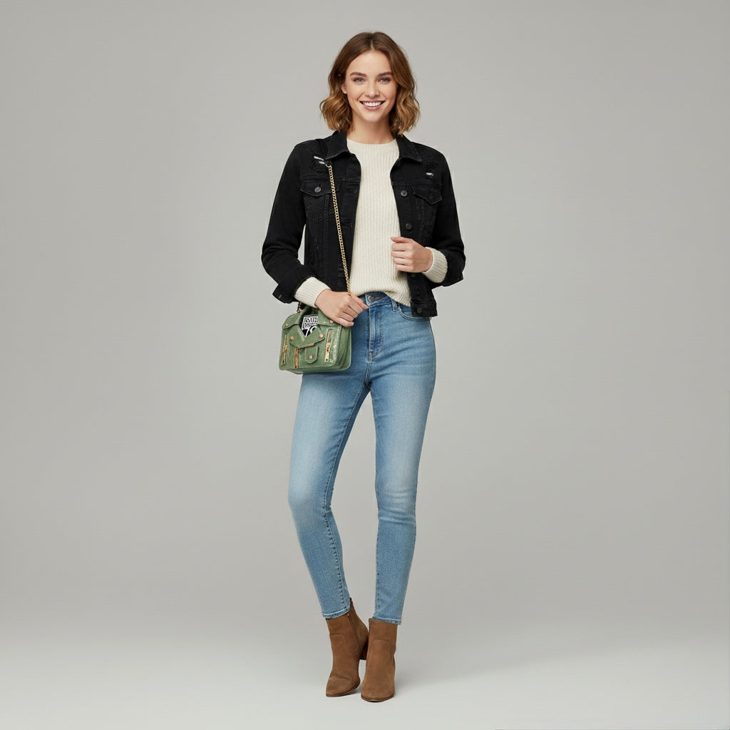 NOVA Mini Leather Crossbody Bag with Chain Strap - Velora