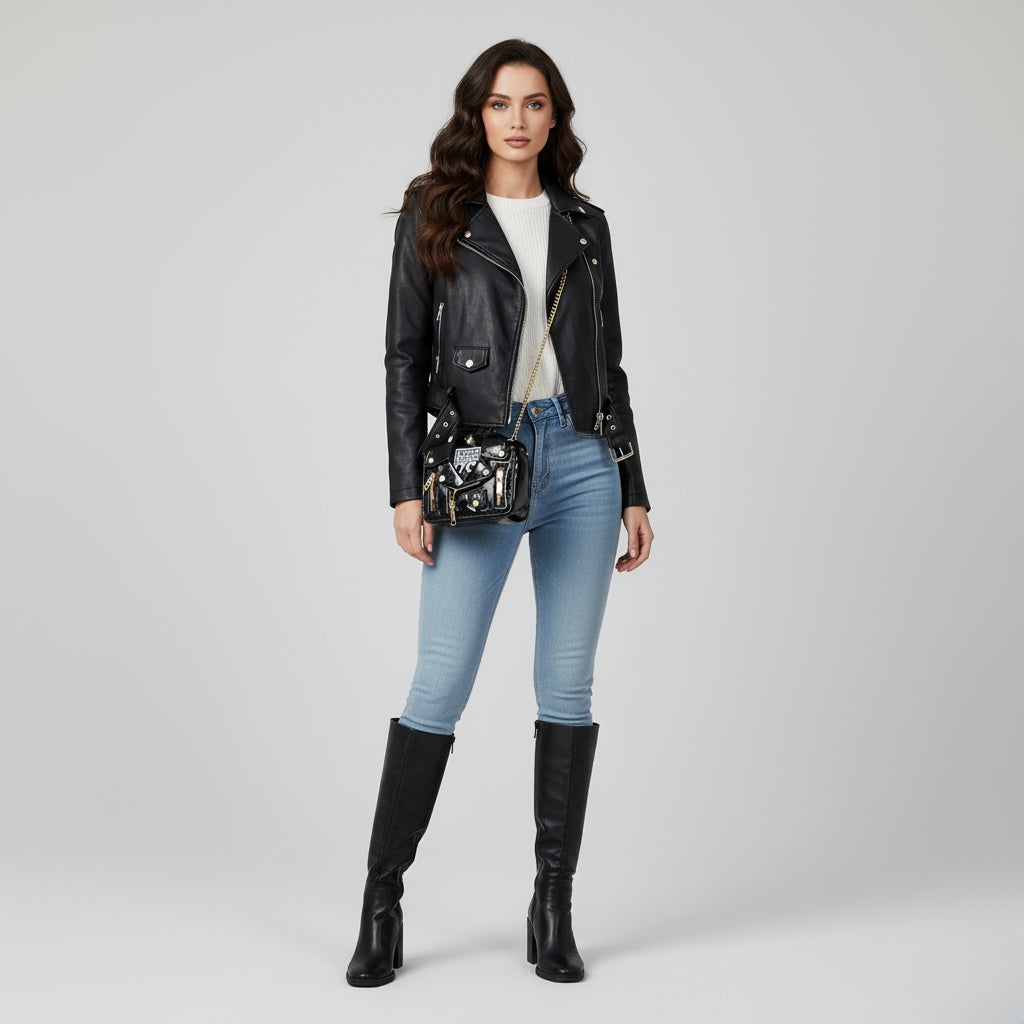 NOVA Mini Leather Crossbody Bag with Chain Strap rottaofficial