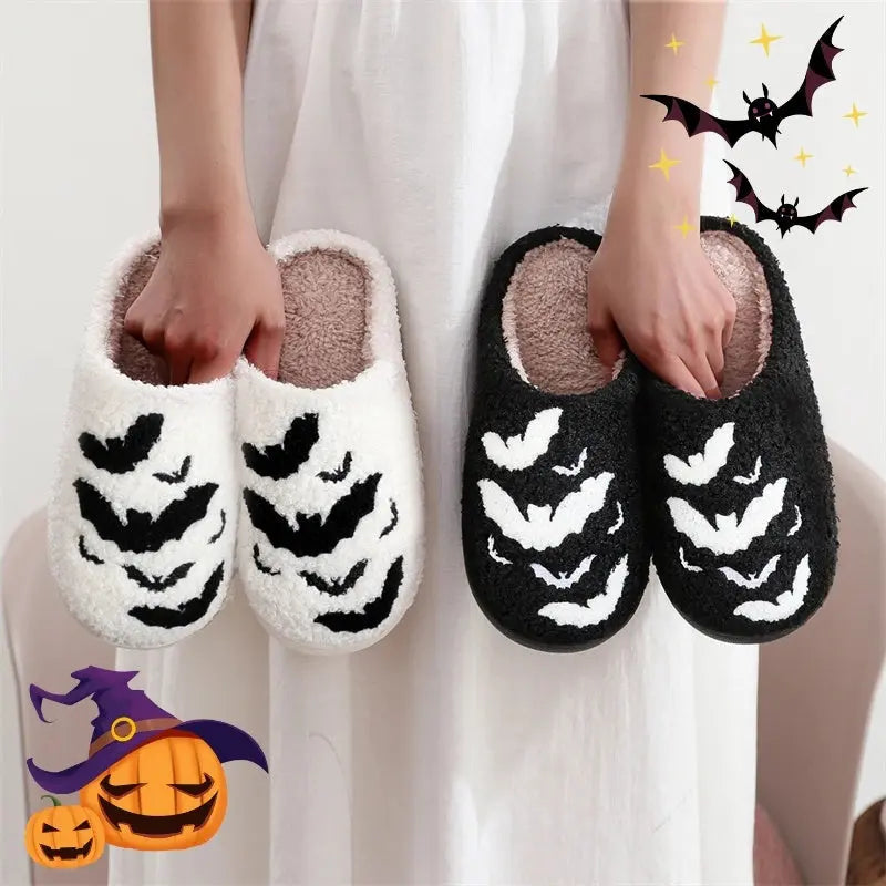 Funny Bat Slipper Halloween Pumpkin Flat Indoor House Shoes For Women Men Soft Plush Cozy Horror Fashion Halloween Gifts EX-STOCK Canada